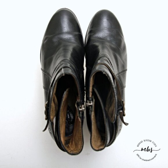 Frye Patty Buckle Side Zip Riding Heeled Booties - Picture 9 of 15